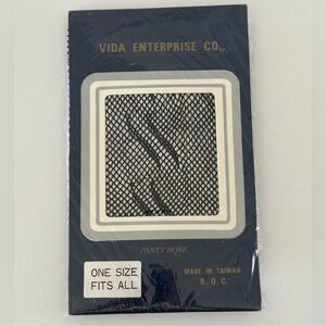 Vintage 80’s Vida Enterprise Co. Black Fishnet Pantyhose - NIP - Size: OS